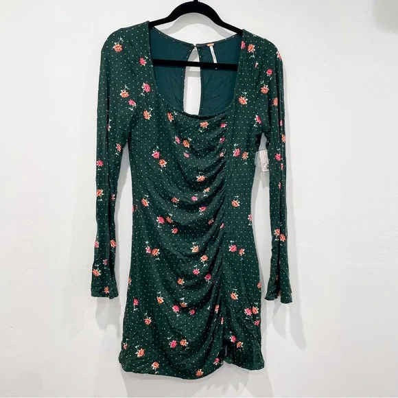 NWT Free People Green Celia Mini Dress - Picture 3 of 14